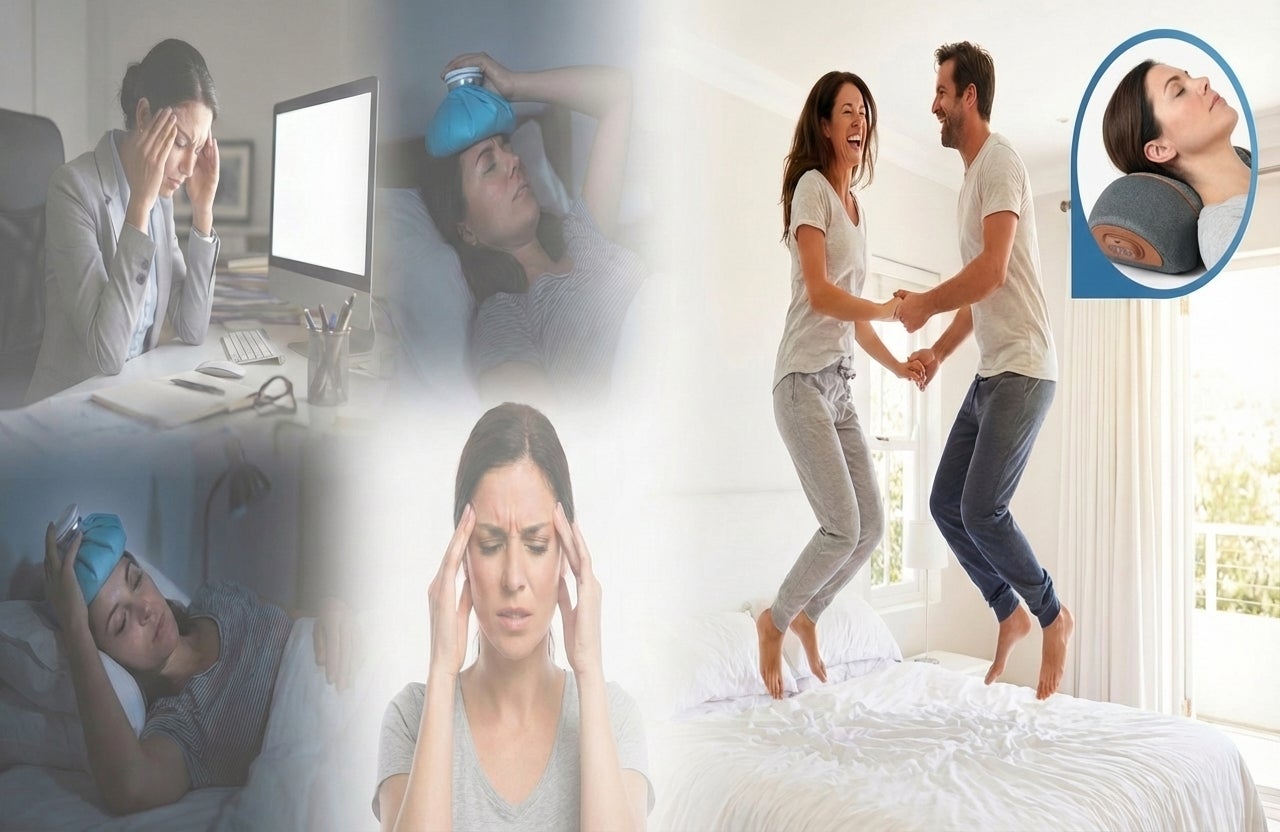 Frau, die wieder lacht, statt im Bett zu liegen